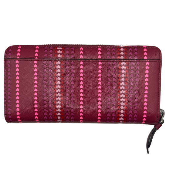 KATE SPADE ♠️ New York Cameron Large Continental Wallet Red Pink Heart stripe ❤️ - Picture 3 of 8
